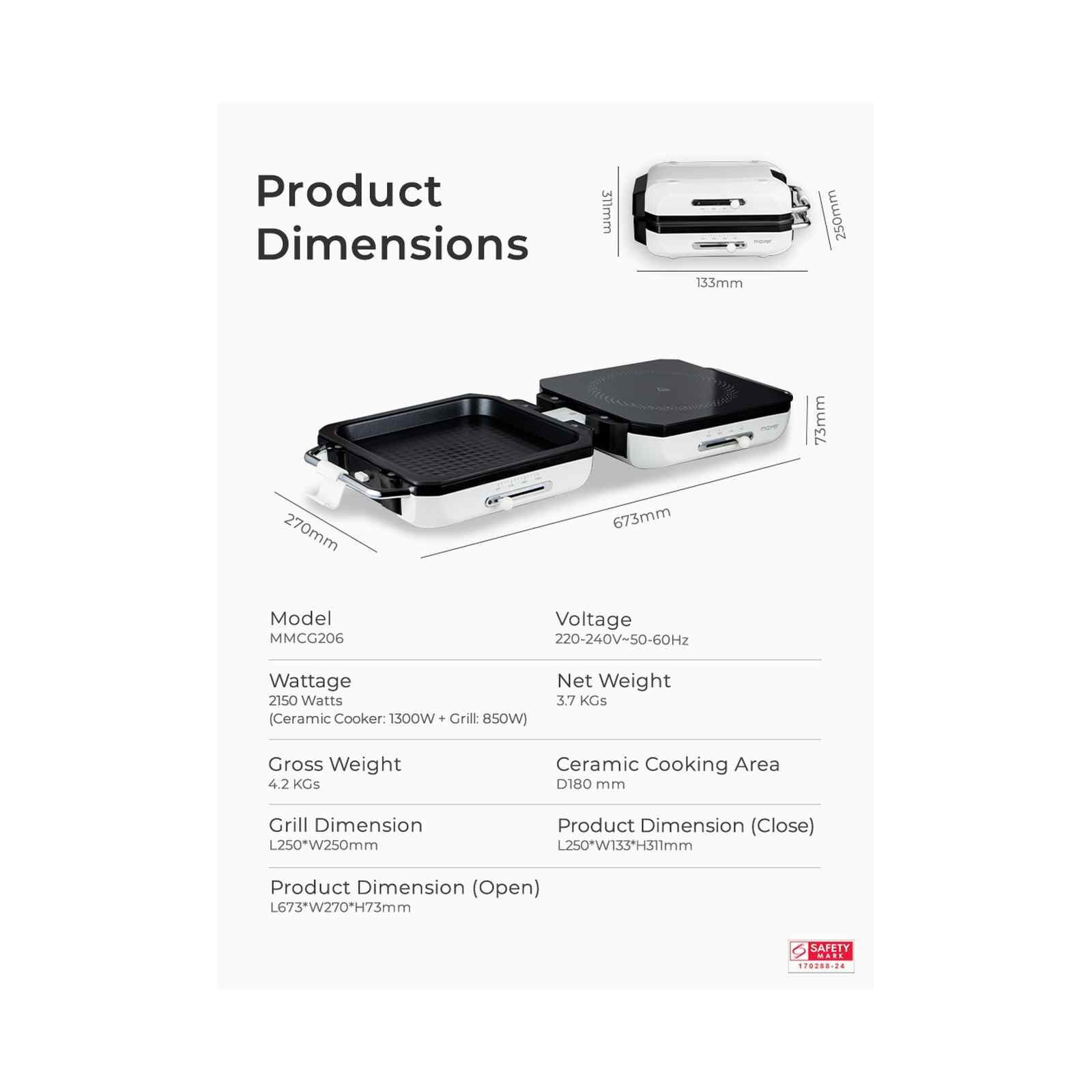 MAYER 2 In 1 Ceramic Multi Cooker MMCCG206BK - Image 9