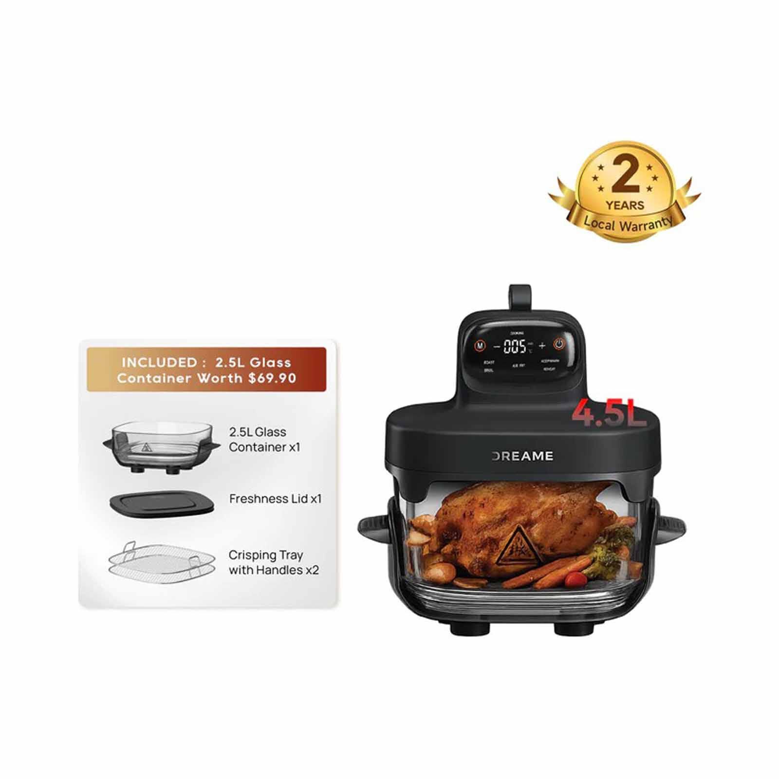 DREAME Pt60 Tasti Air Fryer (2.5l And 4.5l) DM-PT60-GL - Image 8